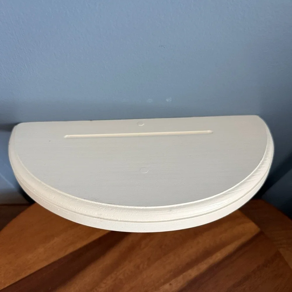 White Wood Half Moon Wall Shelf Plate Groove Bookend Display 11